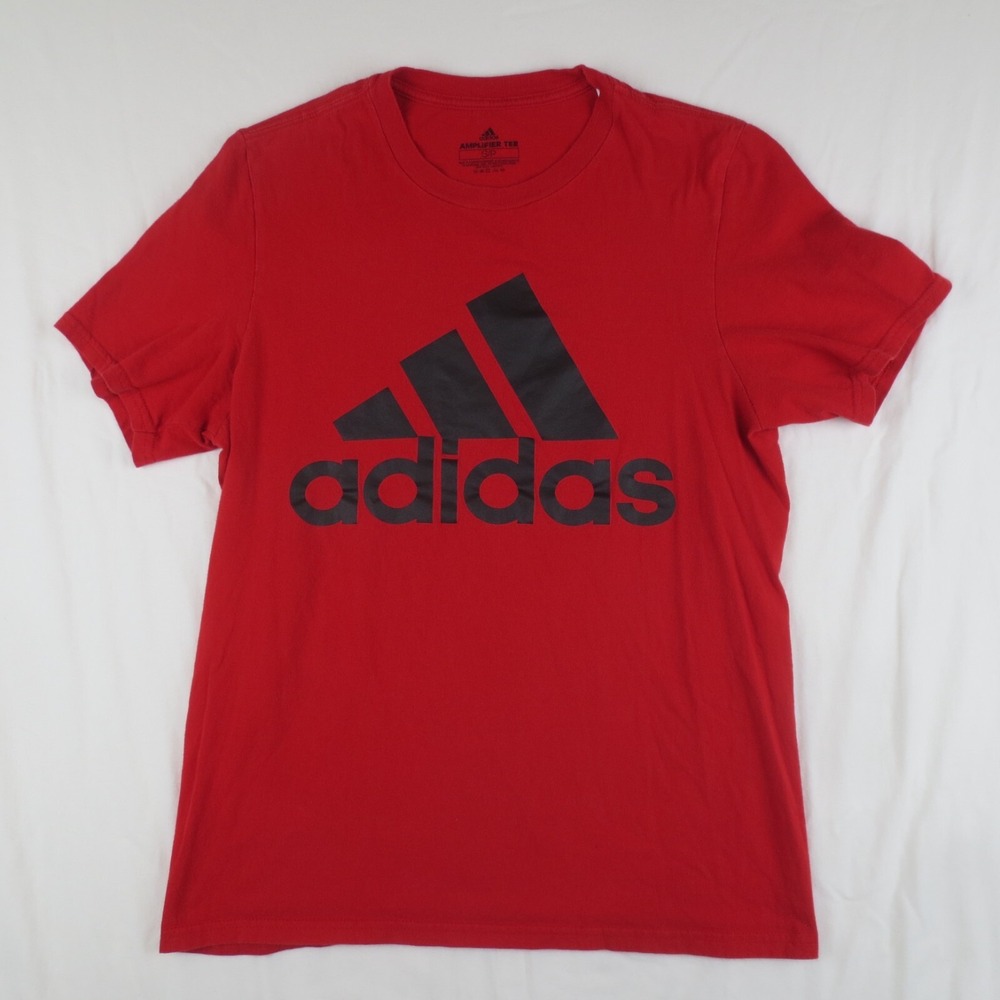 Adidas Amplifier Tee T Shirt Mens Small Red Short Sleeve Crew Neck Logo Sports